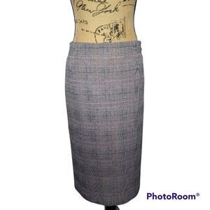 Vintage 70's Koko Knits of California Black Red Plaid Midi Skirt